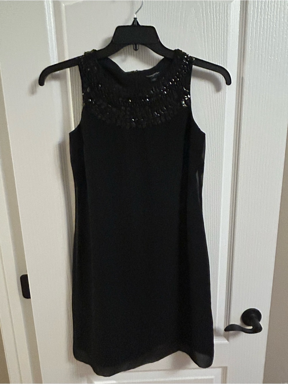 Banana Republic Black Sleeveless Beaded Yoke Mini Dress